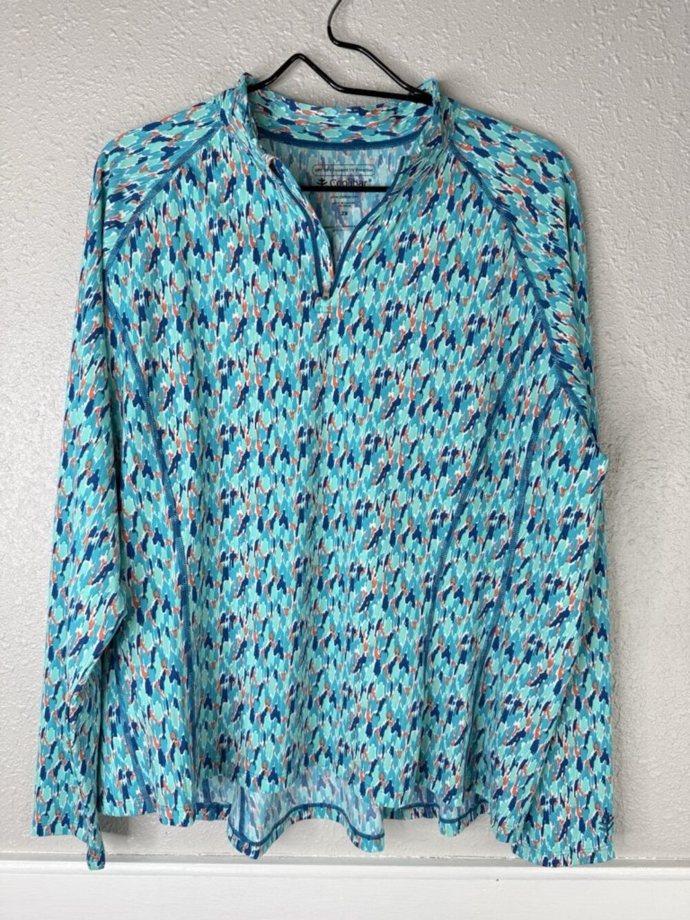 Coolibar Freestyle Longsleeve Rash Guard Top Womens 2X UV 50+ Golf Swim Colorful
